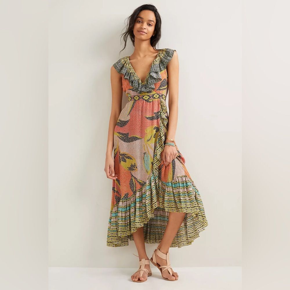 Anthropologie Bhanuni by Jyoti Ruffled Maxi Dress Women's Large